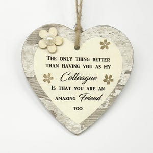 Special Colleague And Amazing Friend Thank You Gift Heart  Wooden Heart Plaque
