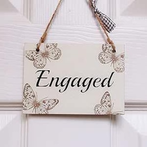 Butterfly Design Engaged /Vacant Double Sided Sign Door Plaque Wooden Plaque