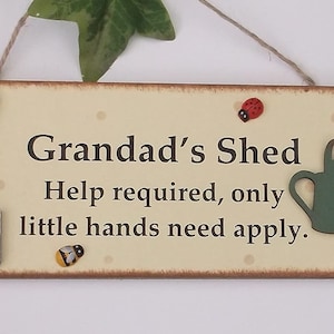 Grandad&#39;s Shed With Tool and Watering Can Detail   Wooden Gift  Plaque