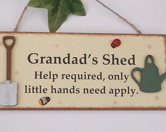 Grandad's Shed With Tool and Watering Can Detail   Wooden Gift  Plaque