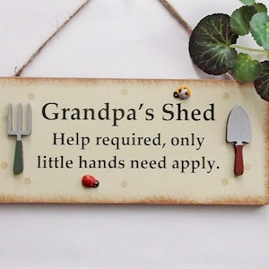Grandpa&#39;s Shed With Hand  Tools  Detail   Wooden Gift  Plaque