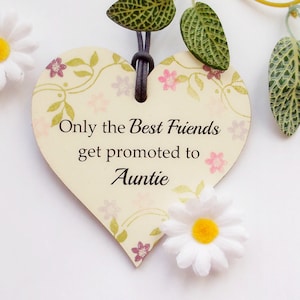 Only The best Friends Get Promoted To Auntie Wooden Gift Heart Plaque /Sign