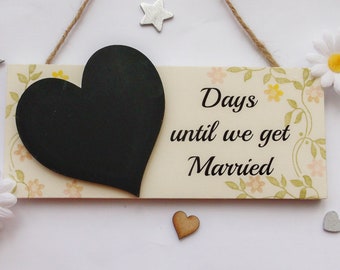 Days Until We Get Married  Chalkboard wooden plaque
