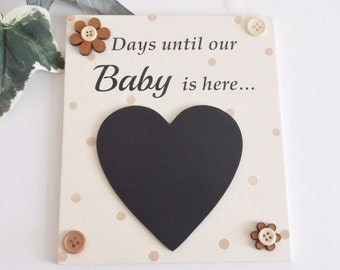 Days until our baby is here Chalkboard wooden plaque