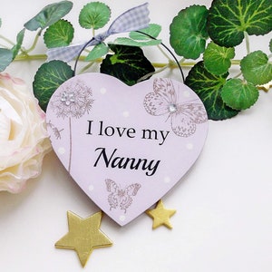 Nanny/Granny /Grandma/Nana I Love You Lilac Gift Heart Plaque