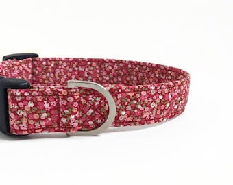 Tiny Floral Dog Collar | Spring Dog Collar | Girl Dog Collar | Dog Collar | Floral Red Dog Collar | Small Dog Collar | Dog Lead and collar