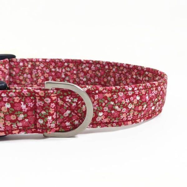 Tiny Floral Dog Collar | Spring Dog Collar | Girl Dog Collar | Dog Collar | Floral Red Dog Collar | Small Dog Collar | Dog Lead and collar