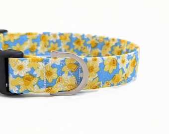 Daffodil Dog Collar | Floral Cotton Spring Puppy Collar | Spring Dog Lead