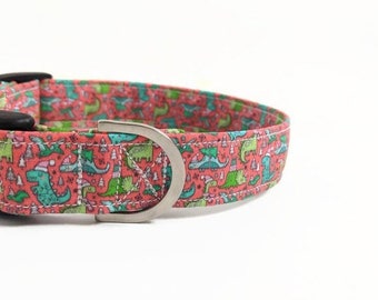 Christmas Dinosaur Dog Collar, Christmas Dog Collars, Dog Gift, Christmasaurus Dog Collar, Puppy Collar, Boy Dog Collar, Holiday Dog Collar
