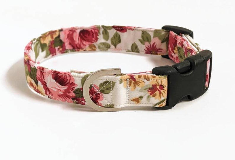 Pink Floral Dog Collar Rose Dog Collar Girl Dog Collar Etsy