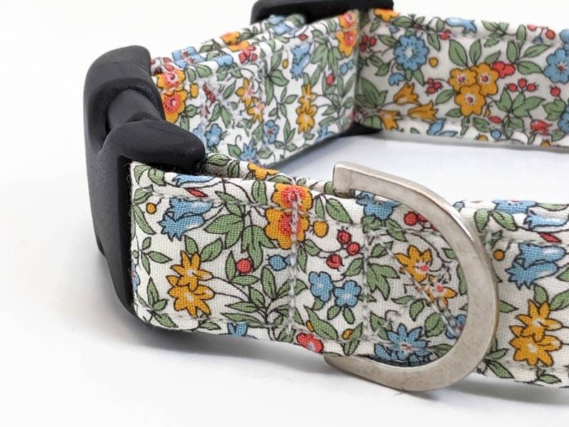 Lucky Love Dog Collars,Floral Girl or Boy Dog Collar for Small Dogs, Spring  & Summer Themed Flower Print, Ladybird, Small