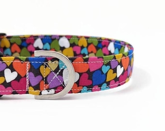 Love Hearts Dog Collar | Wolfheart Dog Collar | Girl Dog Collar | Rainbow Dog Collar | Dog Gift | LGBTQ+ Collar | Puppy Collar