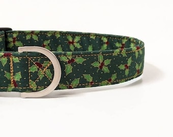 Holly Dog Collar, Christmas Dog Collar, Holiday Dog Collar, Red Dog Collar, Puppy Collar, Dog Gift, Christmas Dog Collar, Christmas Dog Lead