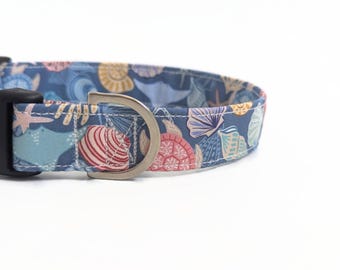 Under the Sea Dog Collar | Coastal Puppy Collar | Cotton Ocean Dog Lead | Summer Dog Collar | New England Pets