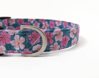 Hibiscus Dog Collar | Floral Dog Collars | Girl Dog Collar | Summer Dog Collar | Pink Floral Dog Collar | Small Dog Collar | Dog Lead