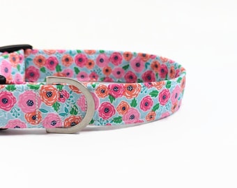 Floral Cotton Fabric Dog Collar | Spring Blooms | Blossom Dog Lead