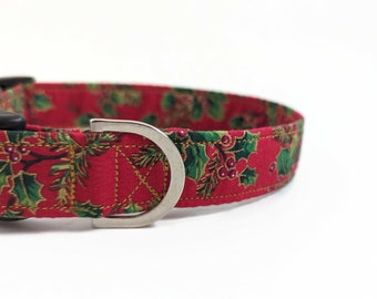 Holly Dog Collar | Christmas Dog Collar | Holiday Dog Collar | Festive Dog Collar | Puppy Christmas Collar | Red Christmas Collar