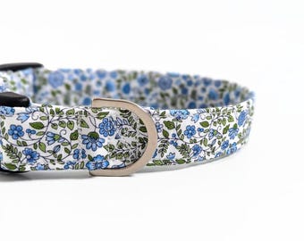 Small Blue Floral Dog Collar | Floral Dog Collar | Chintz Dog Collar | Girl Dog Collar | Puppy Collar | Dog Collar | Small Dog Collar