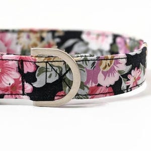 Black Floral Cotton Dog Collar | Statement Pet Accessory, All Sizes