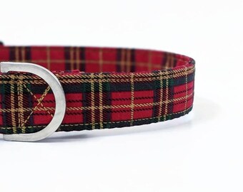 Red Tartan Christmas Dog Collar, Christmas Lead,Dog Gift, Christmas Dog Collars, Holiday Dog Collar, Scottish Dog Collar, Red Dog Collar