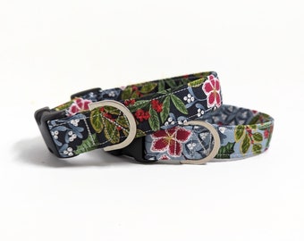 Winter Botanicals Dog Collar | Christmas Dog Collar | Dog Gift | Holly Dog Collar | Festive Dog Collar | Girl Dog Collar, Holiday Dog Collar