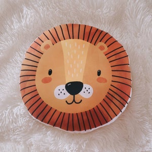 Lion Nursery Pillow, Neutral Animal Baby Room Decor