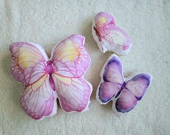Butterfly Throw Pillow, Pink Purple Decor, Teen Room Decor