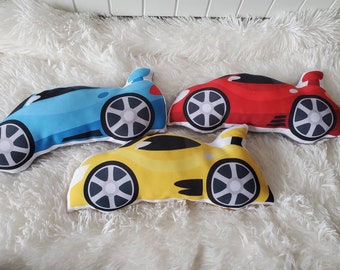 Plush Car Pillow, Sports Car Nursery Decor, Kids Vehicle Cushion