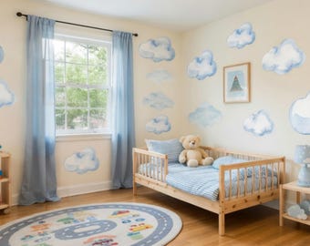Große Wandtattoos mit Aquarellwolken – Abnehmbare Aufkleber fürs Kinderzimmer
