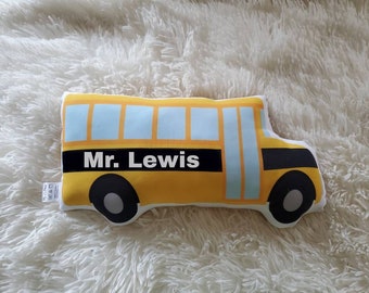 Personalized Schoolbus Pillow, Schoolbus Classroom Pillow Decor, Schoolbus Kids Room Decor, Boys Room Decor