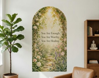 Therapy Office Decor Arch Mural | You Are Enough Worthy, Counselor Peel & Stick Wall Decal