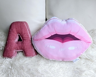 Lips Pillow: Kiss Decorative Pillow, Teen Girl Room Decor