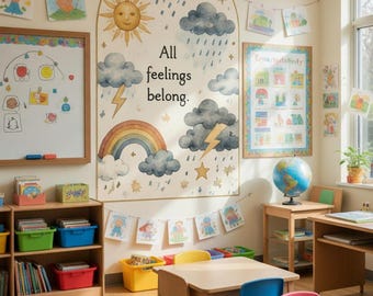 Kids Calm Corner Collection | Feelings Grounding Growth Mindset Wall Decals, Peel Stick Wellness Murals