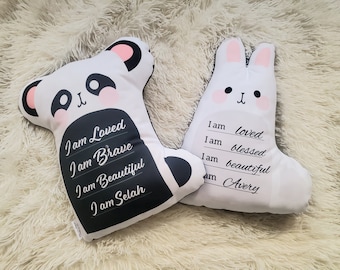 Coussin panda personnalisé pour enfant, cadeau de couvercles Affirmation, cadeau pour toute-petite fille, cadeau pour tout-petit garçon, cadeau pour enfant neutre