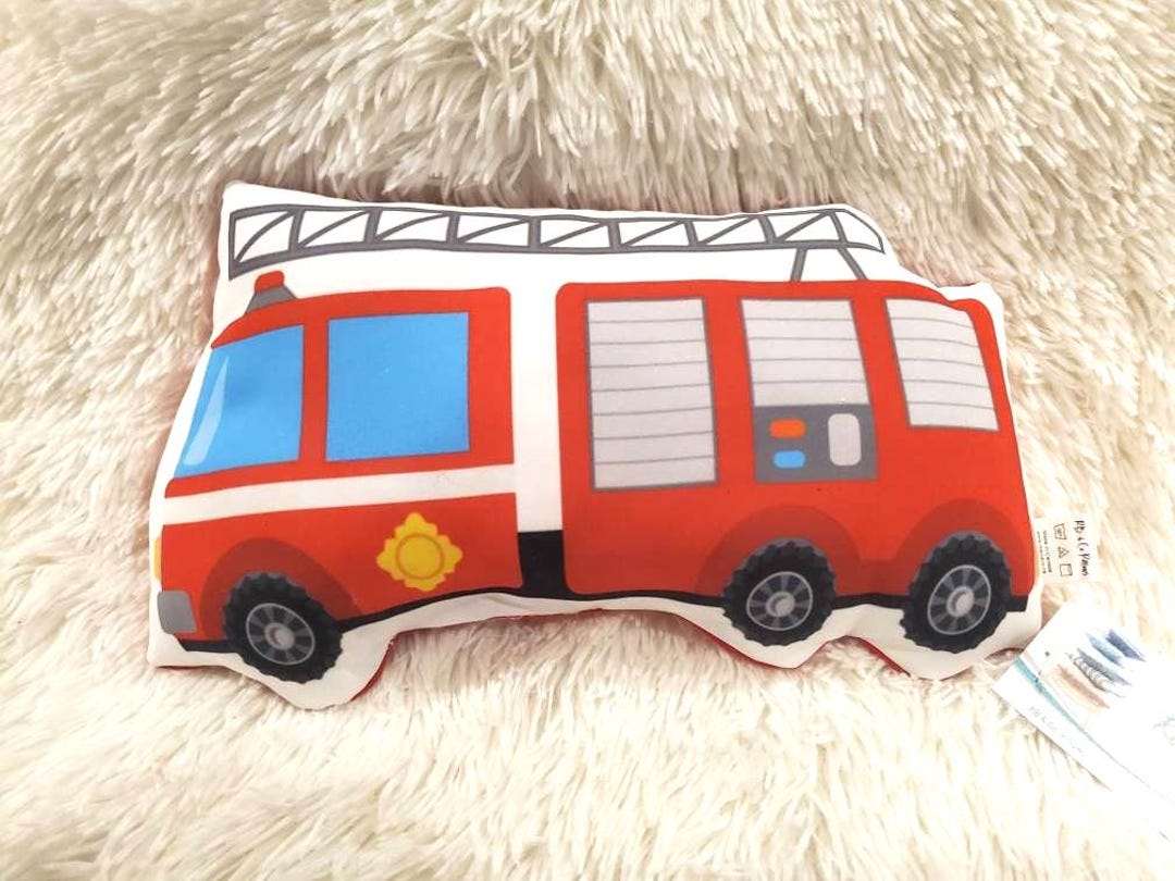 JIANEEXSQ Coussin décoratif en forme de camion de pompiers - Coussin décoratif en peluche - Coussin de camion