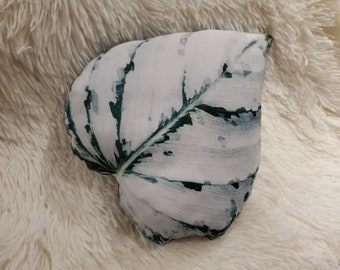Leaf Shaped Pillow, White Philodendron, Leaf Decor, Plant Pillow, Plant Gift, Nature Lover Pillow Gift