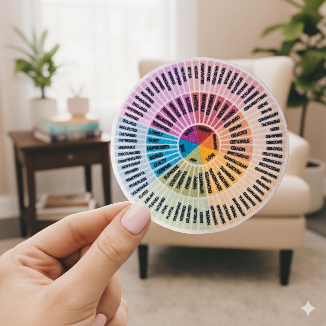 Sticker Theme Wheel Feelings Wheel Sticker 5” | Mental Health Fabric Sticker for Laptop ...