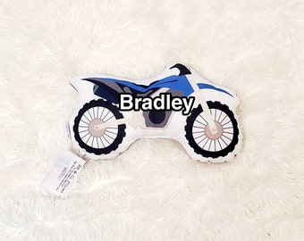 Personalized Dirtbike, Motorcycle  Pillow, Boys Decorative Pillow, Kids Room Decor, Boys Room Decor
