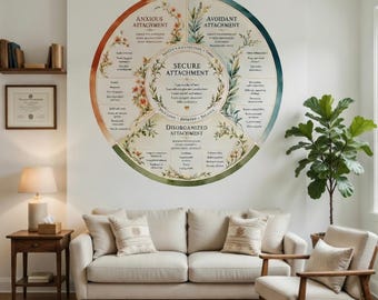 Attachment Styles Wall Decal | Secure Anxious Avoidant Disorganized, Therapy Office Art