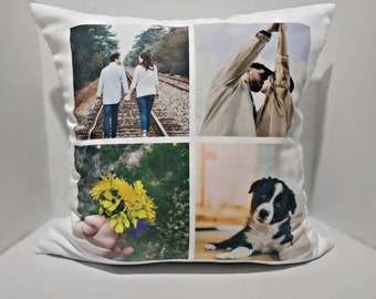 Personalized Photo Custom Pillow| Photo Collage Pillow Cushion| Create Your Own Pillow Cushion | INCLUDES 18x18 INSERT + COVER