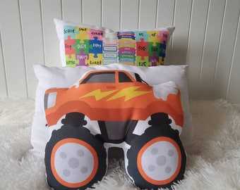 Monster Truck Plush Toy, Kids Throw Pillow, Boys Room Decor