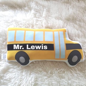Personalized School Bus Pillow, Kids Room Decor
