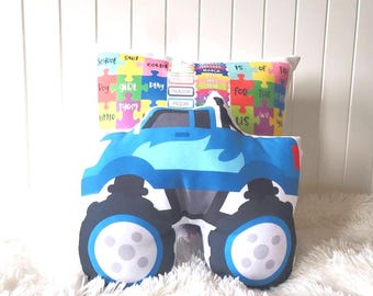 Monster Truck Plush Pillow, Boys Room Decor, Toddler Gift