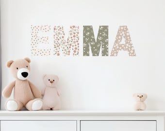 Floral Letters Name Sign, Nursery Wall Decal