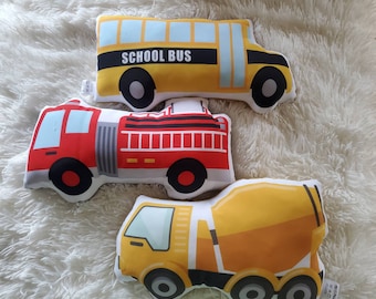 Firetruck Decorative Pillow, Construction Kids Room Decor