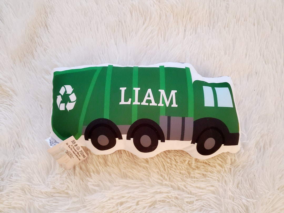 Personalized Garbage Truck Pilllow, Boys Decorative Pillow, Kids Room