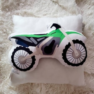 Kids Motorcycle Pillow, Dirtbike Pillow, Boy Nursery Decor, Boys Decorative Pillow, Kids Room Decor, Boys Room Decor image 1