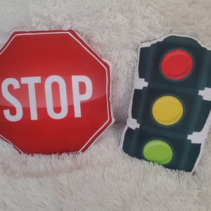 Stop Sign Pillow, Traffic Light Pillow, Boys Room Decor, Cute Pillow Decor