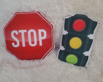 Stop Sign & Traffic Light Pillow, Kids Room Decor