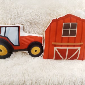 Farm Tractor Barn Pillow, Farm Decorative Pillow, Farm Kids Room Decor, Farm Decor